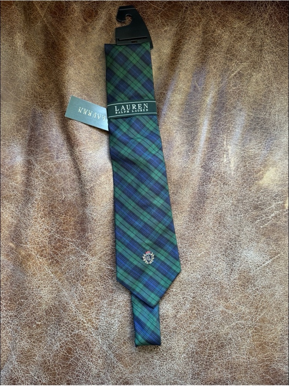 Ralph Lauren Green and Navy Plaid Men's Tie